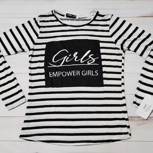 Andrea Girls Empower Girls  Striped Long Sleeve Tee Large - New With Tags